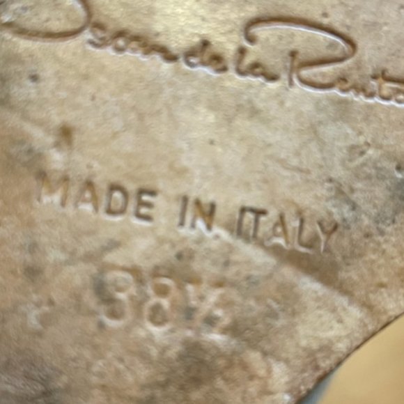 Oscar de la Renta Gold Metalic Leather Wedge Gladiator Booties Size 8 - Picture 6 of 9